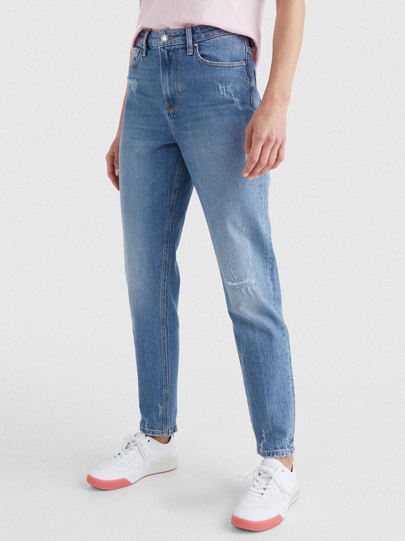 Női Tommy Hilfiger High Rise Tapered Fit Farmer Nadrág Sötétkék | HU 198VRW